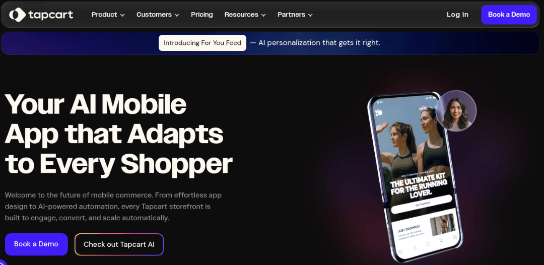Tapcart Shopify mobile app builder website for branded iOS and Android shopping apps