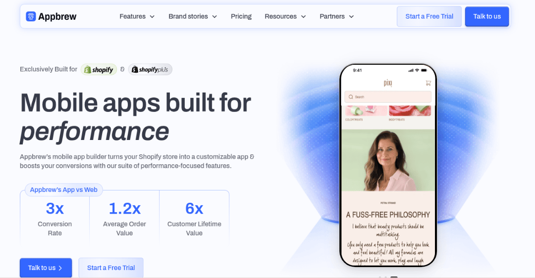 Appbrew Shopify mobile app platform for personalized mobile shopping experiences