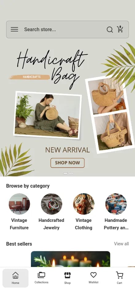 Evlop mobile app storefront preview